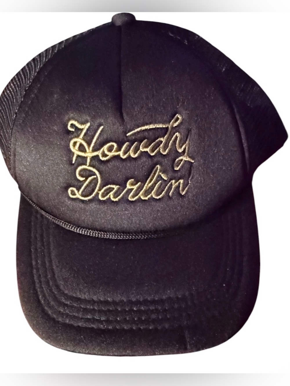 Howdy Darlin Trucker‎ Hat Ball Cap Black SnapBack Western Country Cowboy CowGirl